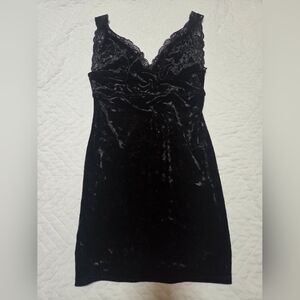Free People Intimately Black Lace Velvet Dress XS NWT